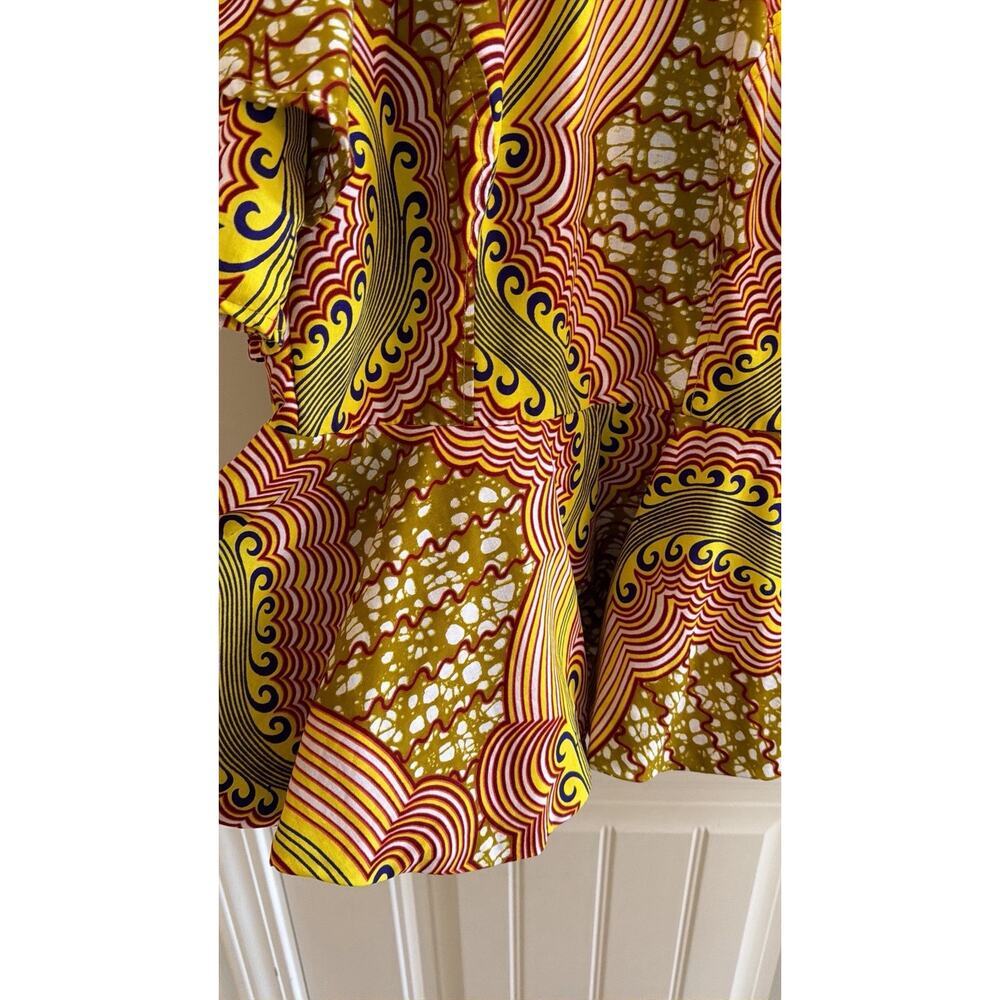 Handmade 100% Cotton Wax Block Print Peplum Top Women’s Size Small - Picture 3 of 16